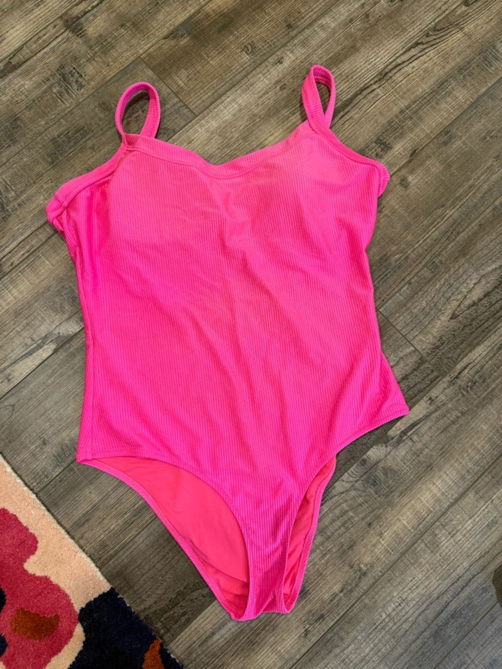 aerie Hot Pink Ribbed One-Piece Swimsuit
